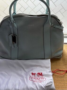 Coach Pebbled Leather Satchel in Light Blue-Gray